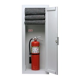36 x 12 Inch Fire Blanket and Extinguisher Cabinet  - Aluminum Door and Frame, Surface Mount
