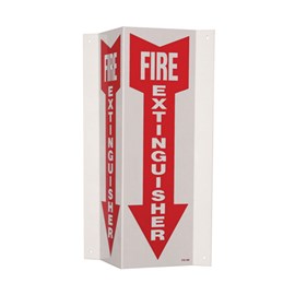 V-Shaped Sign - FIRE EXTINGUISHER in Red Down Arrow
