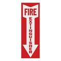 Flat Surface Mount Sign - FIRE EXTINGUISHER in White Down Arrow on Red Background